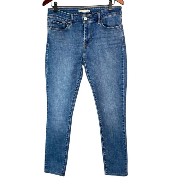 LEVIS 711 Skinny Jeans Blue Medium Wash Denim Mid Rise Red Tab Size 31 - Picture 2 of 12